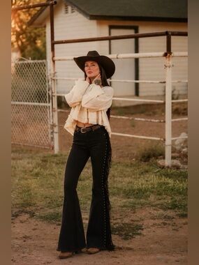 Texas Sun Bell Bottom Jean in Black